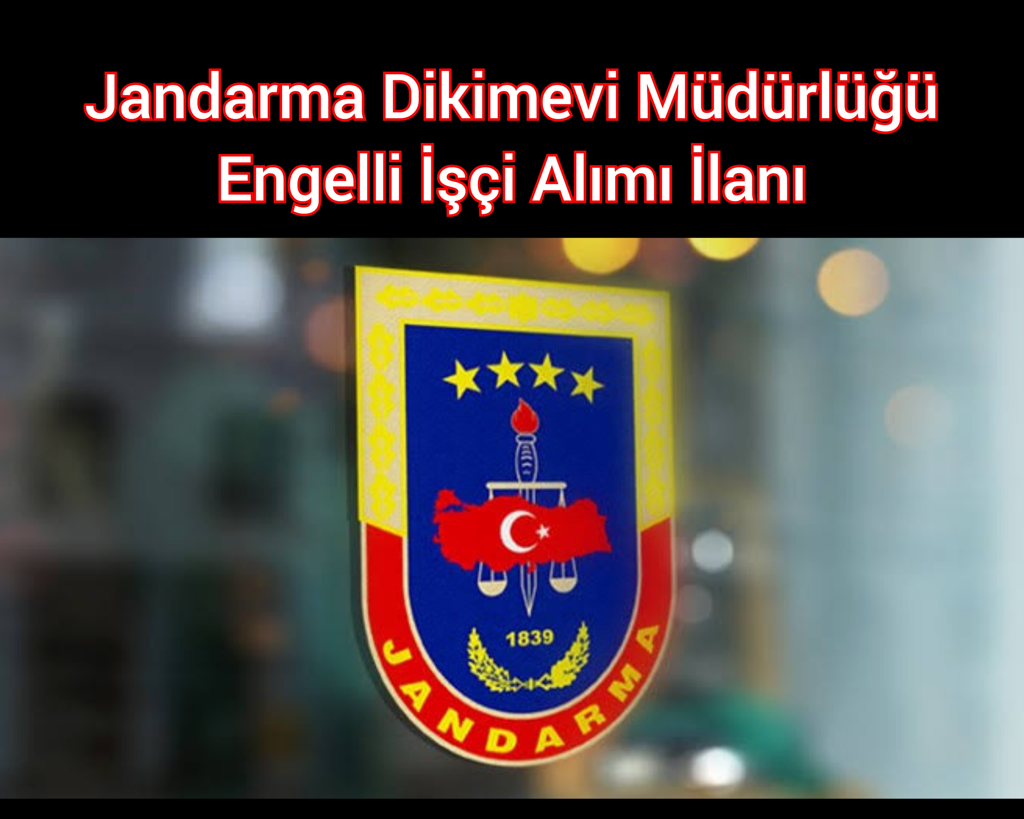 Jandarma Dikimevi Müdürlüğü Engelli İşçi Alımı İlanı